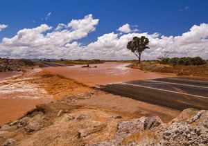 A mudflow across a road in regional South Australia